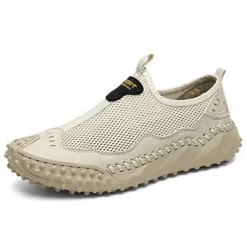 Летняя дышащая уличная повседневная обувь, мужские кроссовки, противоскользящая прогулочная обувь, мокасины, мужская обувь 38 бежевый