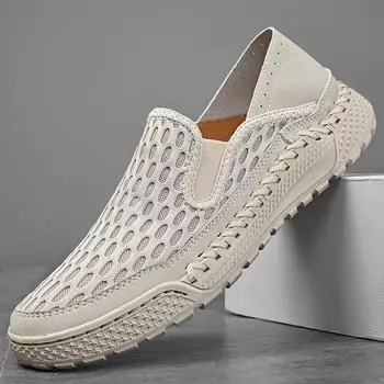 Летняя дышащая уличная повседневная обувь, мужские кроссовки, противоскользящая прогулочная обувь, мокасины, мужская обувь 38 чёрный