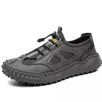 Летняя дышащая уличная повседневная обувь, мужские кроссовки, противоскользящая прогулочная обувь, мокасины, мужская обувь 38 чёрный
