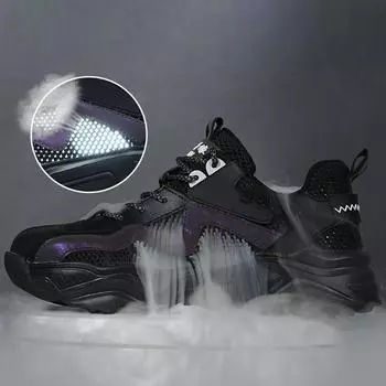 Летняя дышащая защитная обувь с крупной сеткой. Мужская рабочая обувь с защитой от разбивания и прокалывания. Женская противоскользящая и износостойкая защитная обувь. 34