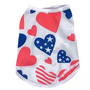 Летняя дышащая жилетка для собак и кошек, одежда для Дня независимости, 4 июля, футболка для домашних животных для маленьких и средних собак, кошек, чихуахуа, мопсов, тонкое пальто XS