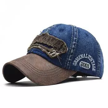 Летняя джинсовая бейсболка мужская модная вышитая буква хлопковая кепка женская Snapback мужская уличная повседневная хип-хоп шляпа регулируемая One Size чёрный