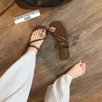 Летняя елочка с плоским носком и шлепанцами 35 чёрный