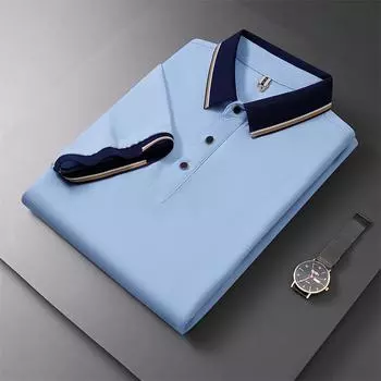 Летняя футболка 2024, мужская деловая повседневная футболка-поло, однотонный топ с короткими рукавами, L-4XL L