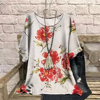 Летняя футболка больших размеров для женщин с круглым вырезом и коротким рукавом с 3D-принтом, повседневные футболки 7XL