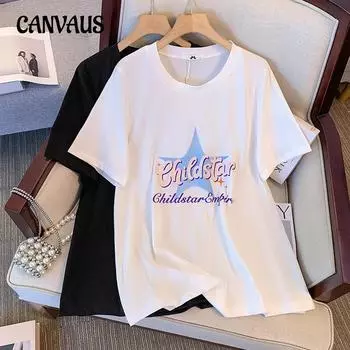 Летняя футболка больших размеров, женские свободные тонкие топы, милая футболка с коротким рукавом допамина