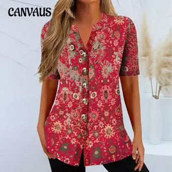 Летняя футболка больших размеров, женские топы с короткими рукавами и этническим принтом S синий