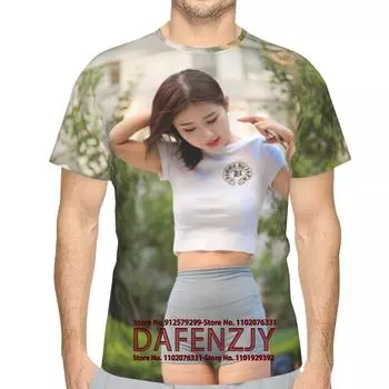 Летняя футболка для мужчин Сексуальная азиатская красота Графика 3D принт Модная футболка с коротким рукавом Мужские повседневные футболки Уличная одежда L золотой