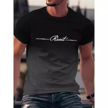 Летняя футболка для повседневной носки и отдыха на курортах с принтом алфавита и градиентом, с круглым вырезом, с коротким рукавом, мужская повседневная S