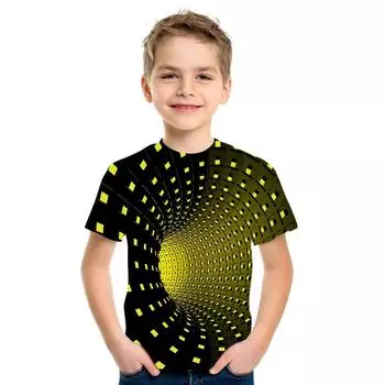 Летняя футболка Flame для мальчиков и девочек, модный топ с короткими рукавами и 3d круглым вырезом, дымчатый элемент 100