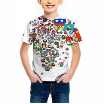 Летняя футболка Fun Round Ball 3D цифровая печать детские футболки повседневная мода круглый вырез короткий рукав футболки 170