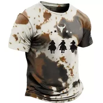 Летняя футболка Harajuku 3D West Cowboy Printing для мужчин и детей, модная уличная одежда, футболки с коротким рукавом 110