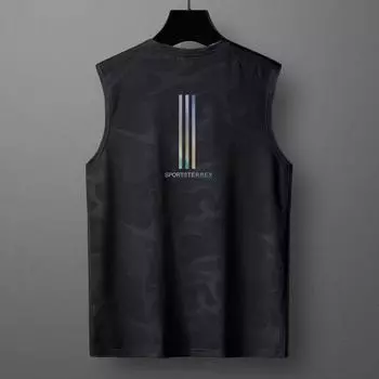 Летняя футболка Ice без рукавов с круглым вырезом и мужская майка для занятий спортом и фитнесом с принтом, большая футболка из ледяного шелка XXXXXL