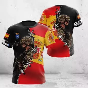 Летняя футболка Испании, мужская футболка Veteranos Espanoles Espana, флаг страны, футболка с 3d принтом, футболка Bandera Espanola Camiseta 6XL