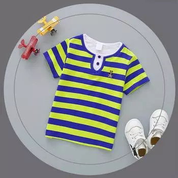 Летняя футболка из эластичного чесаного хлопка из чистого хлопка для детей от 1 до 15 лет, детская одежда для мальчиков и девочек 90cm