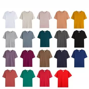Летняя футболка из чистого хлопка для мужчин. Плотно расчесанный хлопок, однотонная рубашка с круглым вырезом и короткими рукавами. Футболки с вышивкой для мужчин. S белый