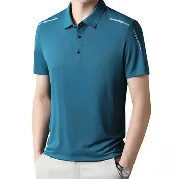 Летняя футболка из ледяного шелка с лацканами для мужчин, быстросохнущая летняя рубашка поло среднего и пожилого возраста с короткими рукавами XXXXXL