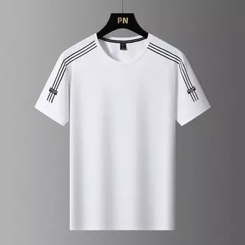 Летняя футболка из ледяного шелка с принтом для мужского спорта, отдыха, бега, фитнеса, дышащая, с коротким рукавом, мужская, больших размеров, быстросохнущая одежда 7XL