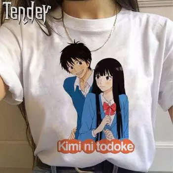 Летняя футболка Kimi Ni Todoke для женщин с рисунком Y2k Punk Смешная футболка в стиле хип-хоп уличная одежда Harajuku Аниме Футболка женская одежда S