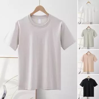 Летняя футболка, классическая тонкая, быстросохнущая, повседневная футболка, мужская стираная футболка, мужская футболка, повседневная одежда M белый
