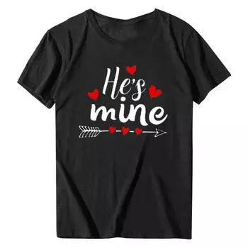 Летняя футболка ко Дню святого Валентина с надписью Love Arrow и английскими буквами, одежда для пар, свободные футболки с коротким рукавом и круглым вырезом из чистого хлопка, унисекс S чёрный