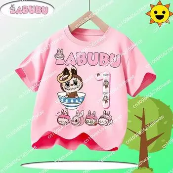 Летняя футболка Laubub для детей 1-12 лет, в подарок, детская футболка с круглым вырезом и коротким рукавом, повседневная футболка для мальчиков и девочек с мультяшным принтом 110