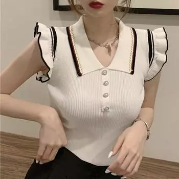 Летняя футболка Matchy-matchy с V-образным вырезом, тонкий дизайн, без рукавов, трикотажный топ, женская футболка Tide Casual Essential, комфорт и стиль, облегающие свитера, футболки One Size белый