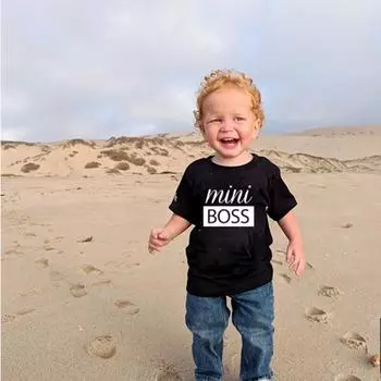 Летняя футболка Mini Boss для мальчиков Футболка с короткими рукавами для маленьких мальчиков и девочек Повседневные футболки с рисунком
