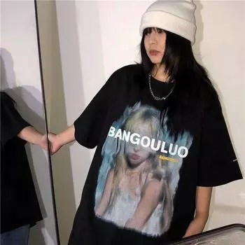 Летняя футболка модного бренда европейского и американского ретро уличного стиля Яби, картина маслом, дизайн, ниша, хлопок, короткие рукава 2XL чёрный