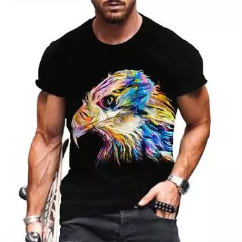 Летняя футболка Мужская 3D Попугай Топы с короткими рукавами Повседневная футболка с уличными животными Футболка большого размера Мужская одежда Дизайнерская одежда S