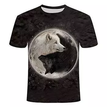 Летняя футболка мужская 3D принт Death Wolf короткий рукав повседневная мода свободный круглый вырез быстросохнущая футболка женская XS