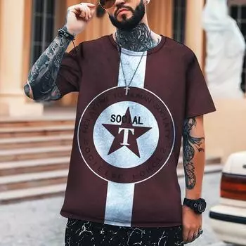 Летняя футболка мужская рубашка пятиконечная звезда Route 66 собственного дизайна с 3D-принтом высокого качества, очень большой размер 5XL S