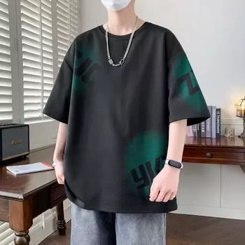 Летняя футболка мужская с принтом букв, с коротким рукавом, мужская свободная 8XL