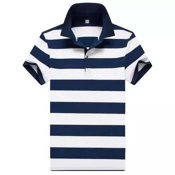 Летняя футболка-поло с короткими рукавами и лацканами, повседневная полосатая футболка с короткими рукавами, мужской топ