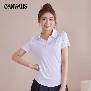 Летняя футболка-поло с короткими рукавами и лацканами, женская футболка с полузавязками и пуговицами для йоги, с короткими рукавами, тонкая одежда для фитнеса, топы M белый