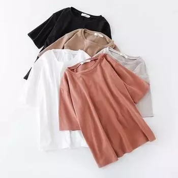 Летняя футболка, повседневная женская футболка, женская брендовая одежда, футболка, однотонный топ XL