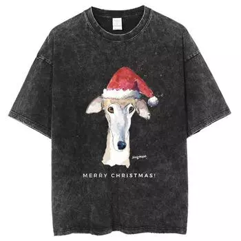 Летняя футболка Праздничный Повседневный стиль Парная футболка Принт Рождественский Олень Сделать Старым Имитация Ковбоя Круглый воротник S