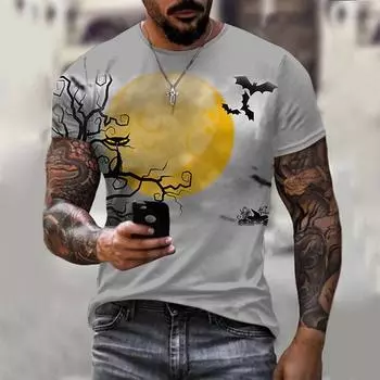 Летняя футболка-пуловер с коротким рукавом и круглым вырезом с принтом XS