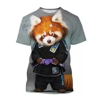 Летняя футболка с 3D-графикой животных, мужская одежда для борьбы, фанаты бразильского джиу-джитсу, свободная футболка, повседневный топ с короткими рукавами XS