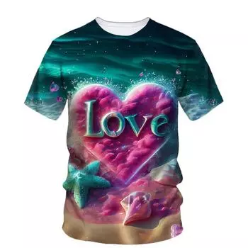 Летняя футболка с 3D красивым видом на пляж и принтом Star Fish Asteroidea, футболки с рисунком для мужчин, модные футболки, одежда 3XL