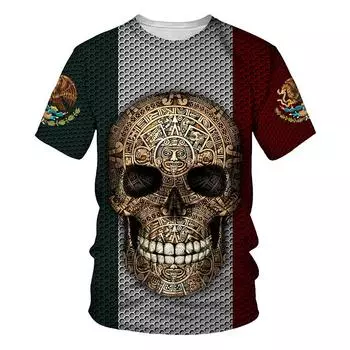 Летняя футболка с 3d принтом черепа для мужчин и женщин с коротким рукавом и круглым вырезом, футболка XS