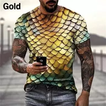 Летняя футболка с 3D-принтом и рисунком змеиной кожи для мужчин, забавная футболка с принтом, крутая футболка с коротким рукавом, мужская футболка больших размеров, уличная одежда XXS