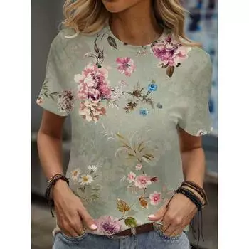 Летняя футболка с 3D-принтом кошки, женская уличная одежда, красивая повседневная мода, футболка с коротким рукавом, с круглым вырезом, топы, одежда XS