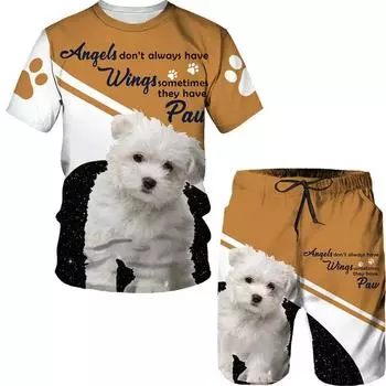 Летняя футболка с 3D принтом собак, мужской спортивный костюм, футболка, шорты, мужская одежда с рисунком хаски, футболки/костюмы с круглым вырезом S