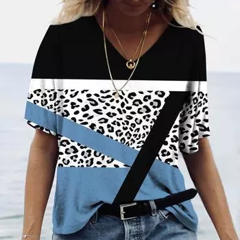 Летняя футболка с 3D принтом, женские уличные футболки, топы Y2k, женские праздничные футболки с v-образным вырезом в стиле Харадзюку, одежда оверсайз S