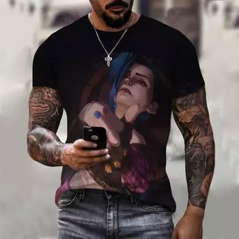 Летняя футболка с аниме-принтом, модная персонализированная повседневная дышащая легкая спортивная футболка с забавным узором XS