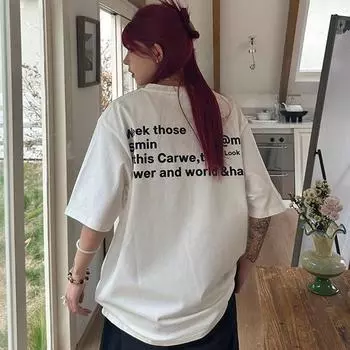 Летняя футболка с буквенным принтом для женщин, одежда высокого качества, 220 г, 100% хлопок, футболка, свободная футболка Harajuku, белая, серая, Y2k, топы, унисекс, уличная одежда S белый
