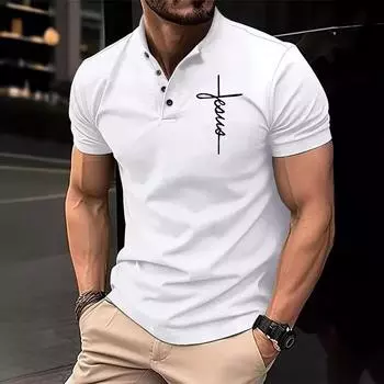 Летняя футболка с буквенным принтом, мужская рубашка поло Henry Lead Shipping S белый