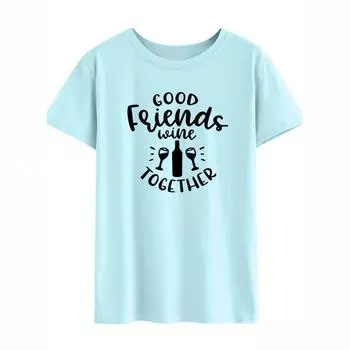 Летняя футболка с цифровым принтом Good Friends Letter из чистого хлопка, свободные футболки с круглым вырезом и короткими рукавами для мужчин S