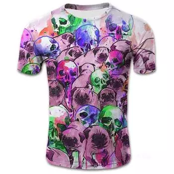 Летняя футболка с цветным рисунком черепа и змеи, 3D-принтом, мужская повседневная футболка S